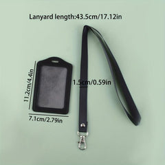 1pc Card Sleeve & Lanyard PU Work Tag Exhibition Horizontal Vertical Bus Access