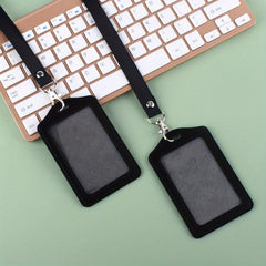 1pc Card Sleeve & Lanyard PU Work Tag Exhibition Horizontal Vertical Bus Access
