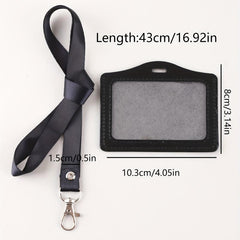 1pc Card Sleeve & Lanyard PU Work Tag Exhibition Horizontal Vertical Bus Access