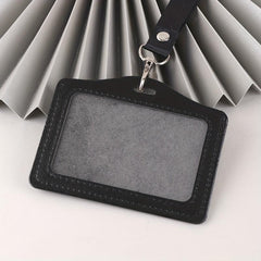 1pc Card Sleeve & Lanyard PU Work Tag Exhibition Horizontal Vertical Bus Access