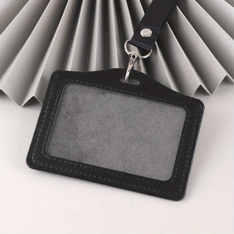 1pc Card Sleeve & Lanyard PU Work Tag Exhibition Horizontal Vertical Bus Access