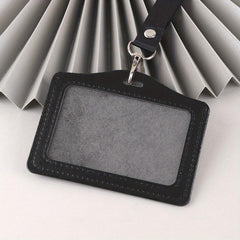1pc Card Sleeve & Lanyard PU Work Tag Exhibition Horizontal Vertical Bus Access