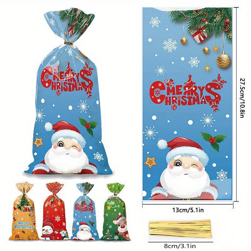 50pcs Christmas Gift Packaging Bag Candy Cookie Bag Food Packaging Bag