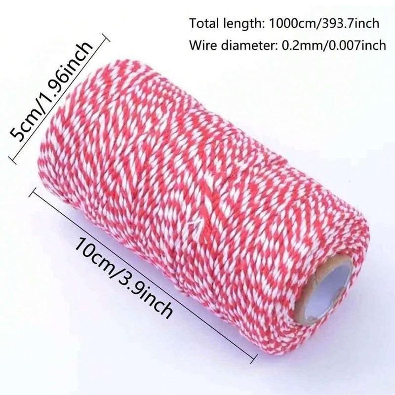 10M Red Cotton Rope Hand Woven DIY Thread Christmas Bouquets Flower Wrapping