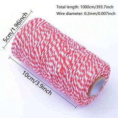 10M Red Cotton Rope Hand Woven DIY Thread Christmas Bouquets Flower Wrapping