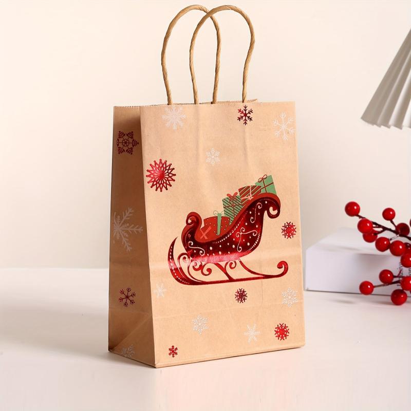 12pcs Christmas Gift Bags Tote Bags With Handles - Navidad Decorations
