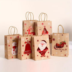 12pcs Christmas Gift Bags Tote Bags With Handles - Navidad Decorations