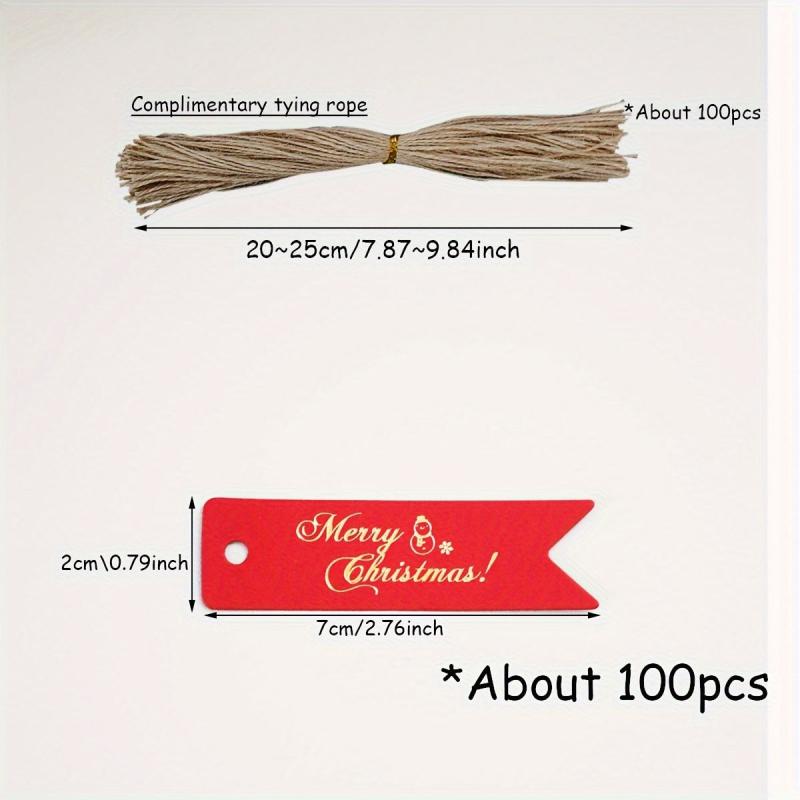 100pcs Merry Letter Golden Swallowtail Gift Label Christmas Card Decor