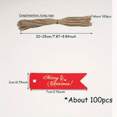 100pcs Merry Letter Golden Swallowtail Gift Label Christmas Card Decor