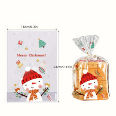 50pcs Christmas Candy Bags Santa Claus Gift Bags Mix Snacks Flat Bags Navidad