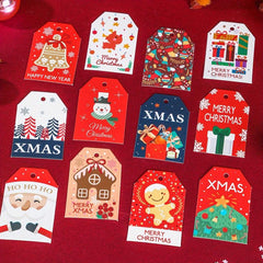 48pcs Merry Christmas Gift Tags With 50pcs Strings Xmas Tree Hanging Labels
