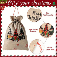2pcs Santa Claus Gift Bag 3 Elf Shape Drawstring Reusable For Christmas