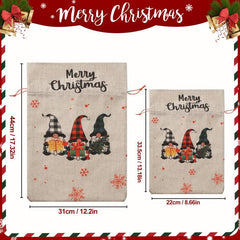 2pcs Santa Claus Gift Bag 3 Elf Shape Drawstring Reusable For Christmas