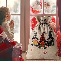 2pcs Santa Claus Gift Bag 3 Elf Shape Drawstring Reusable For Christmas