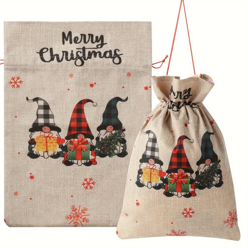 2pcs Santa Claus Gift Bag 3 Elf Shape Drawstring Reusable For Christmas