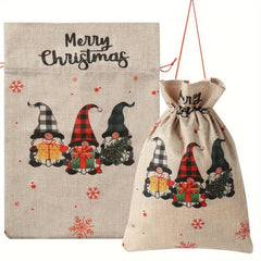 2pcs Santa Claus Gift Bag 3 Elf Shape Drawstring Reusable For Christmas