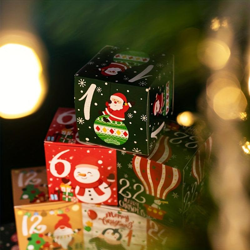 24pcs Christmas Advent Calendar Candy Box Paper Packaging Box 24 Numbers