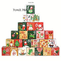 24pcs Christmas Advent Calendar Candy Box Paper Packaging Box 24 Numbers