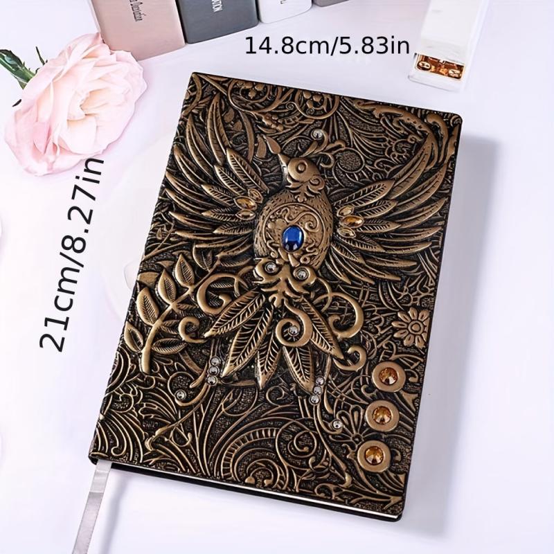Vintage European Style A5 PU Leather Embossed 3D Notebook