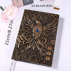 Vintage European Style A5 PU Leather Embossed 3D Notebook