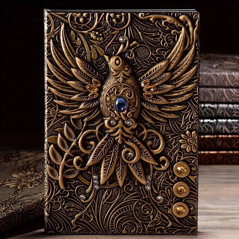 Vintage European Style A5 PU Leather Embossed 3D Notebook