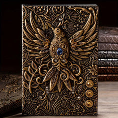 Vintage European Style A5 PU Leather Embossed 3D Notebook