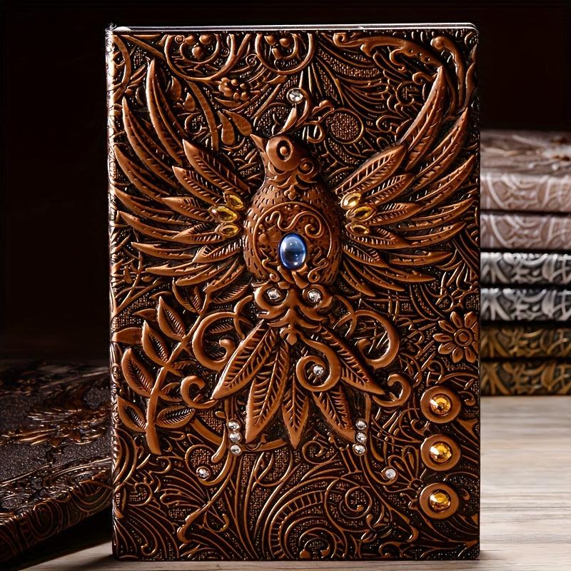 Vintage European Style A5 PU Leather Embossed 3D Notebook