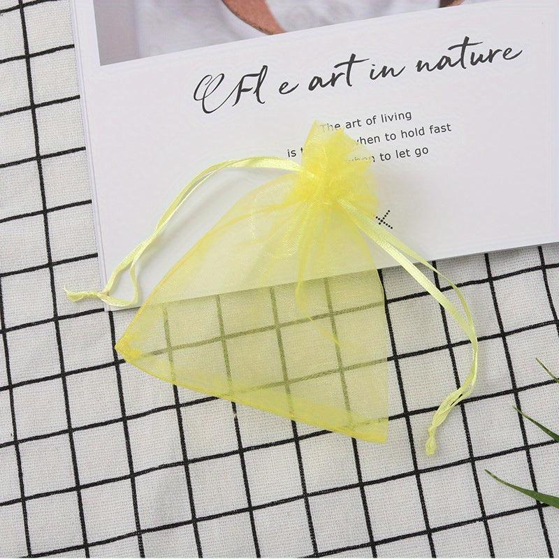 20pcs Pearl Yarn Mesh Drawstring Small Bags Jewelry Makeup Organza Favor Bags