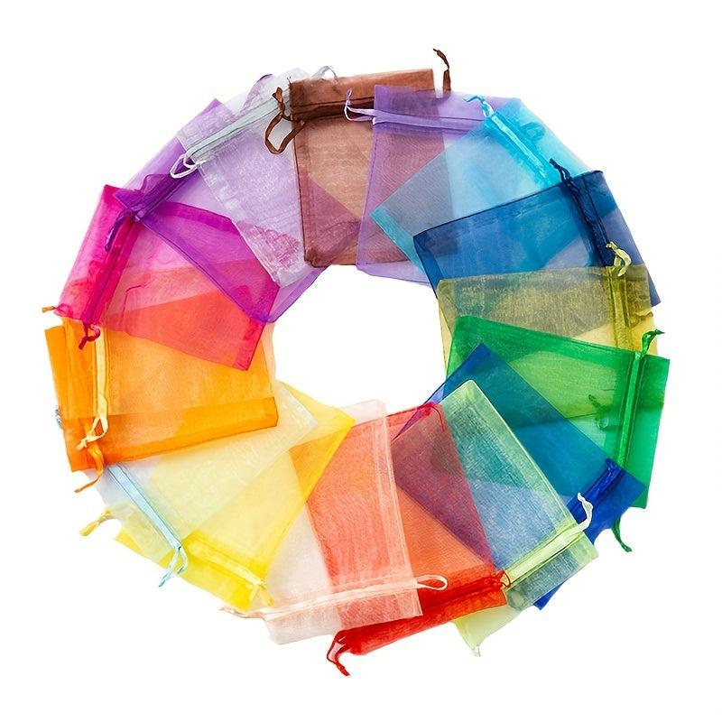 20pcs Pearl Yarn Mesh Drawstring Small Bags Jewelry Makeup Organza Favor Bags