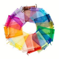 20pcs Pearl Yarn Mesh Drawstring Small Bags Jewelry Makeup Organza Favor Bags