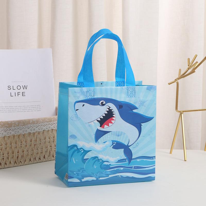 4pcs Shark Pattern Gift Bags Non Woven Tote Bags