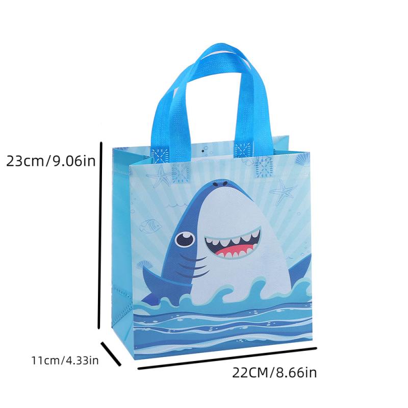 4pcs Shark Pattern Gift Bags Non Woven Tote Bags