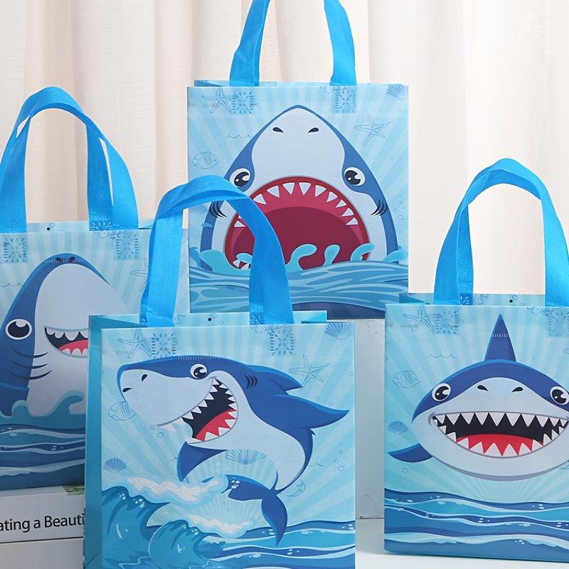 4pcs Shark Pattern Gift Bags Non Woven Tote Bags