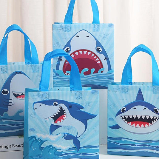 4pcs Shark Pattern Gift Bags Non Woven Tote Bags