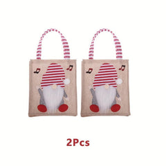 3pcs Christmas No Face Doll Gift Bags Burlap Candy Bag Navidad Party Favors