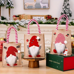 3pcs Christmas No Face Doll Gift Bags Burlap Candy Bag Navidad Party Favors