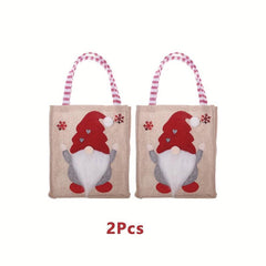 3pcs Christmas No Face Doll Gift Bags Burlap Candy Bag Navidad Party Favors