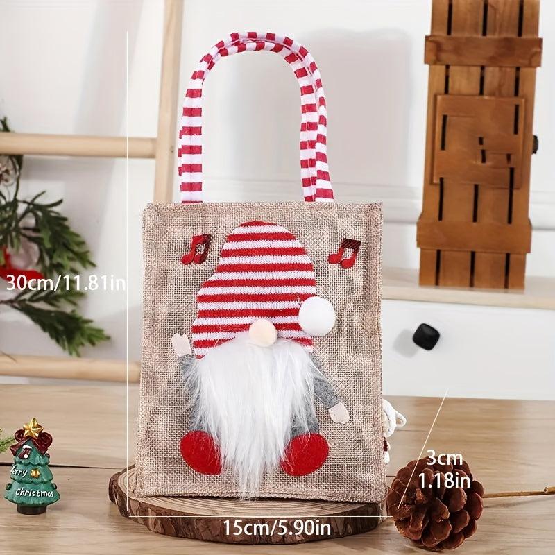 3pcs Christmas No Face Doll Gift Bags Burlap Candy Bag Navidad Party Favors