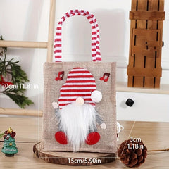 3pcs Christmas No Face Doll Gift Bags Burlap Candy Bag Navidad Party Favors
