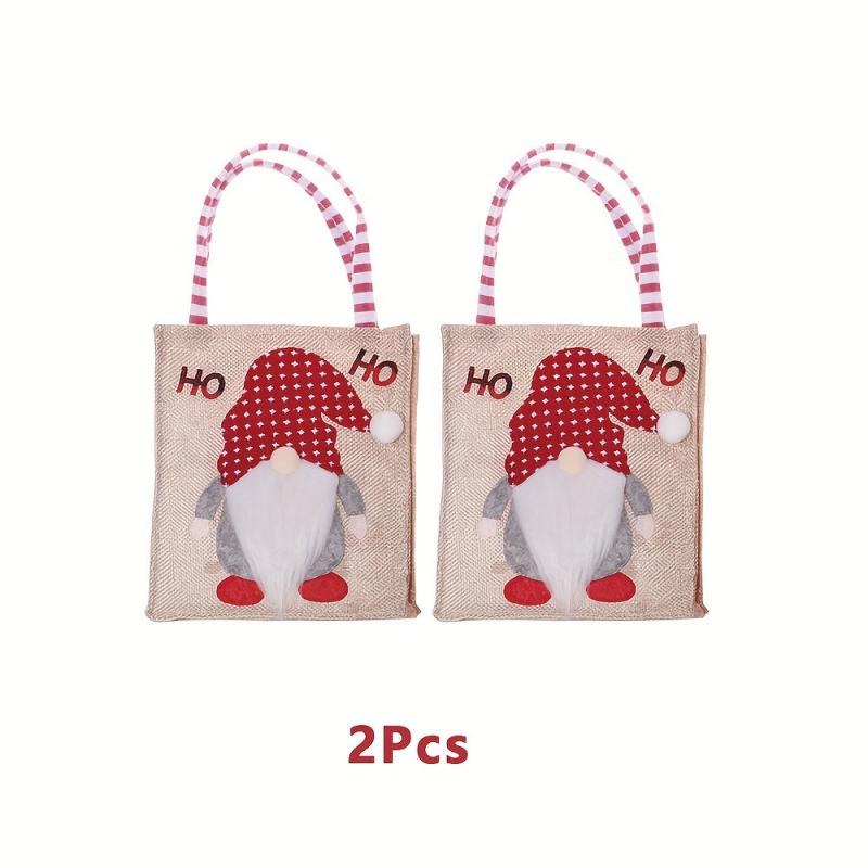 3pcs Christmas No Face Doll Gift Bags Burlap Candy Bag Navidad Party Favors
