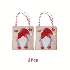 3pcs Christmas No Face Doll Gift Bags Burlap Candy Bag Navidad Party Favors