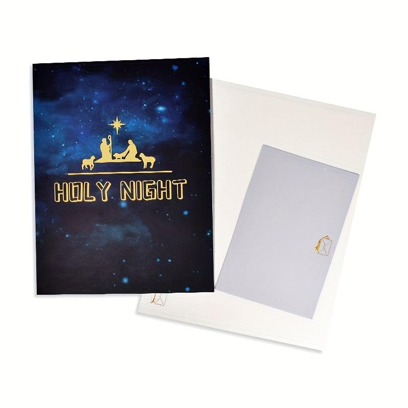 1pc Pop Up Christmas Cards 3D Christmas Card With Envelopes And Note Tag