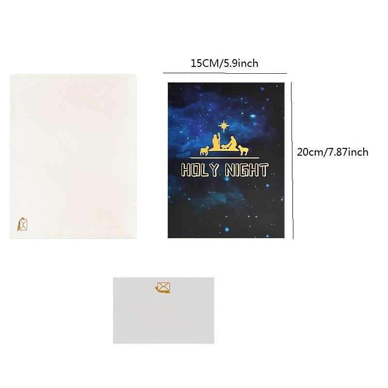 1pc Pop Up Christmas Cards 3D Christmas Card With Envelopes And Note Tag