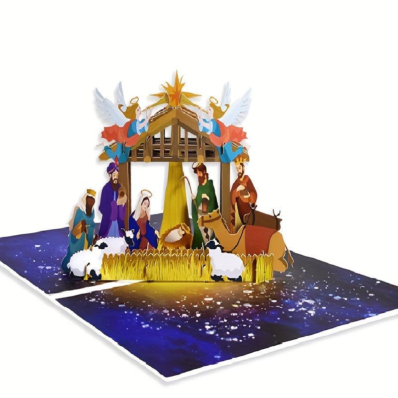1pc Pop Up Christmas Cards 3D Christmas Card With Envelopes And Note Tag