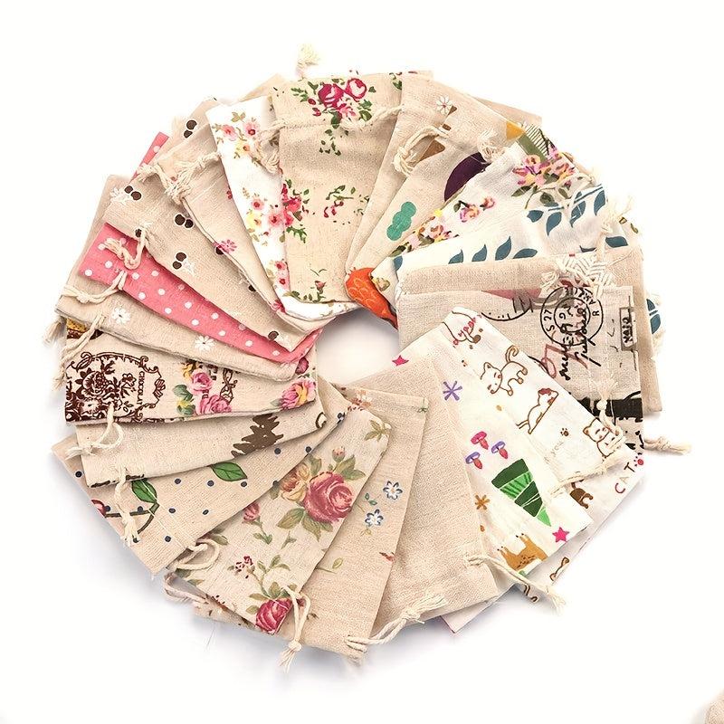 12pcs 13x18cm Cotton Bags Sachets Empty Drawstring Bags Cartoon Gift Bags