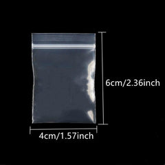 100pcs Transparent Jewelry Bags 3 Sizes Zipper & Anti Aging Packaging