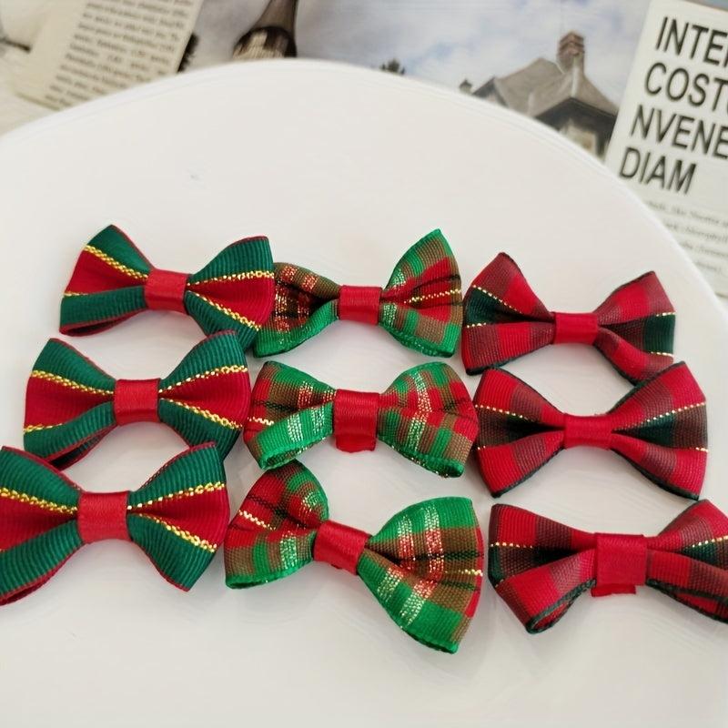 10pcs Christmas Decoration Bow DIY Hand Gift Decoration Ribbon