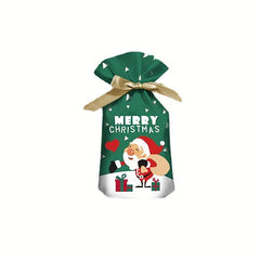 10pcs Christmas Drawstring Candy Gift Bags Ribbon Decorations Party Favors