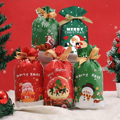 10pcs Christmas Drawstring Candy Gift Bags Ribbon Decorations Party Favors