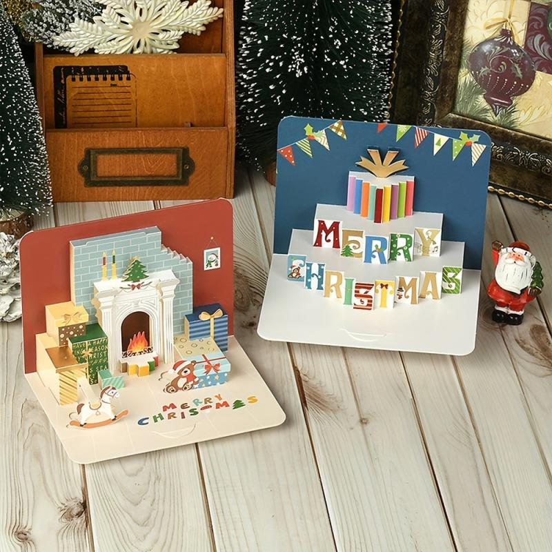 4pcs 3D Christmas Greeting Card for Friends Classmates